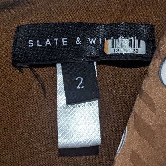 Slate & Willow Sketched Polka Dot Wide Leg Crop Jumpsuit Brown Women's Size 2 - Picture 13 of 14